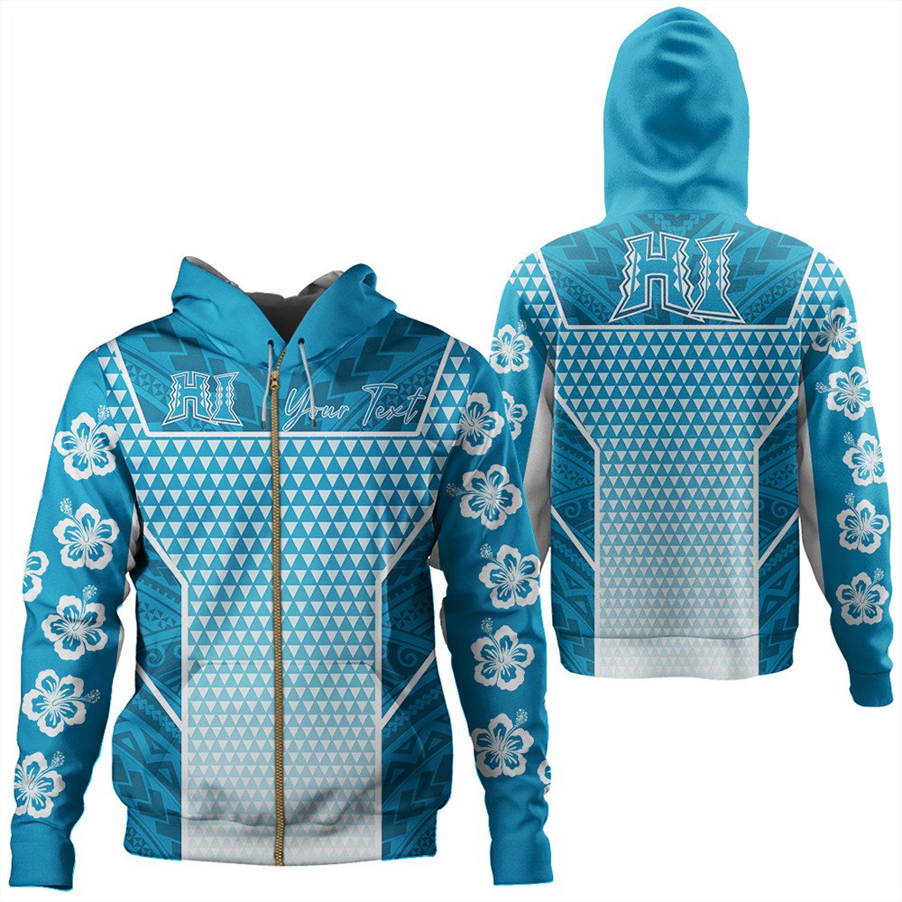 Polynesian Hoodie Custom Kakau Hawaii Polynesian Blue Gradient Zip Hoodie LT10 - Wonder Print Shop