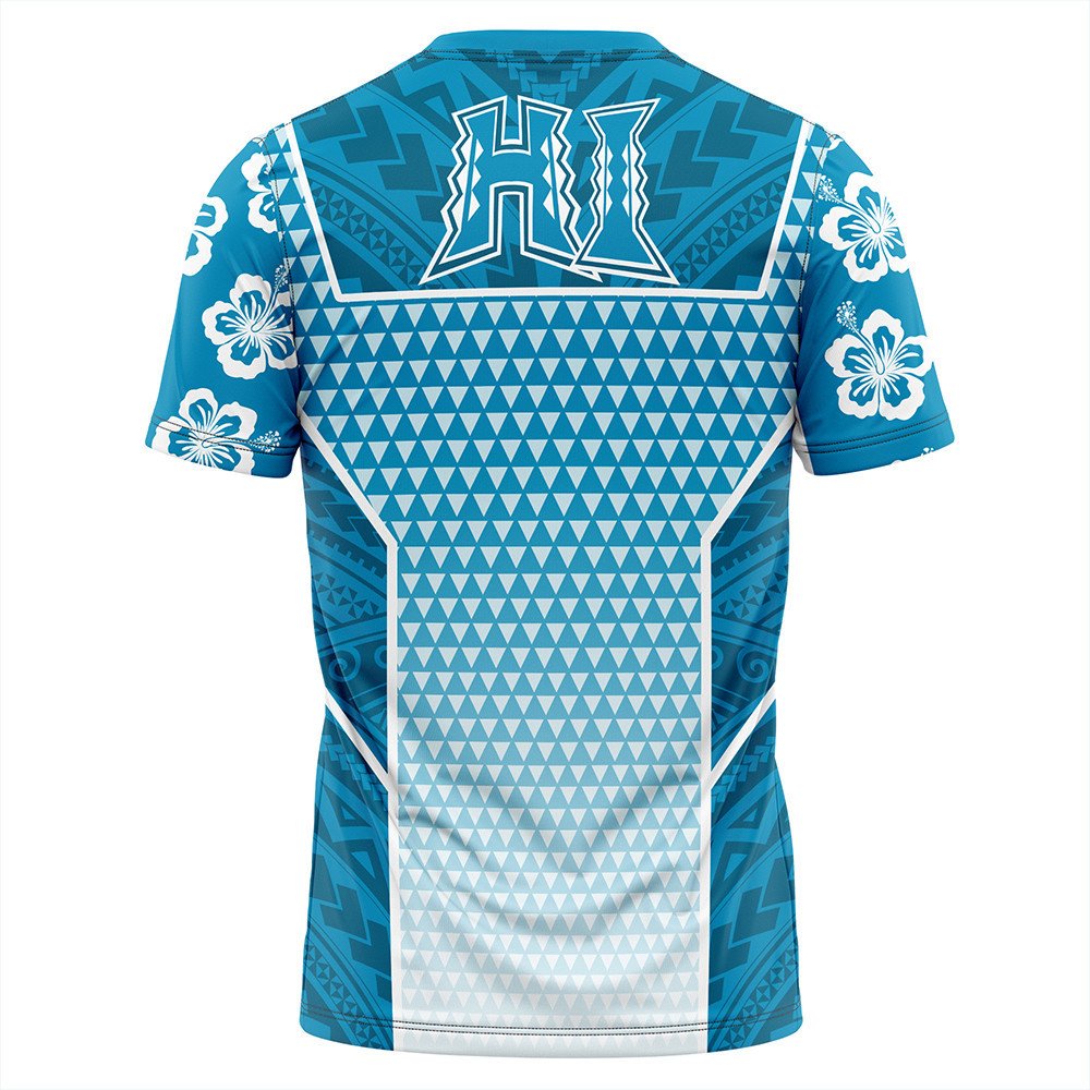 Polynesian T Shirt Personalized Kakau Hawaii Polynesian Blue Gradient T Shirt LT10 - Wonder Print Shop