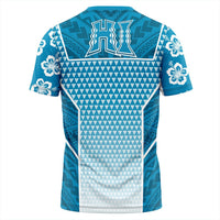 Polynesian T Shirt Personalized Kakau Hawaii Polynesian Blue Gradient T Shirt LT10 - Wonder Print Shop