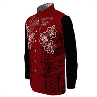 Polynesian Shirt Personalized Hawaii Spearhead Hibiscus Polynesian Long Sleeve Button Shirt LT10 - Wonder Print Shop