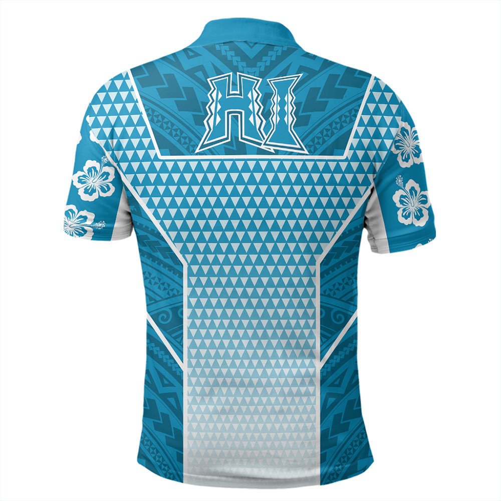 Polynesian Polo Shirt Custom Kakau Hawaii Polynesian Blue Gradient Polo Shirt LT10 - Wonder Print Shop