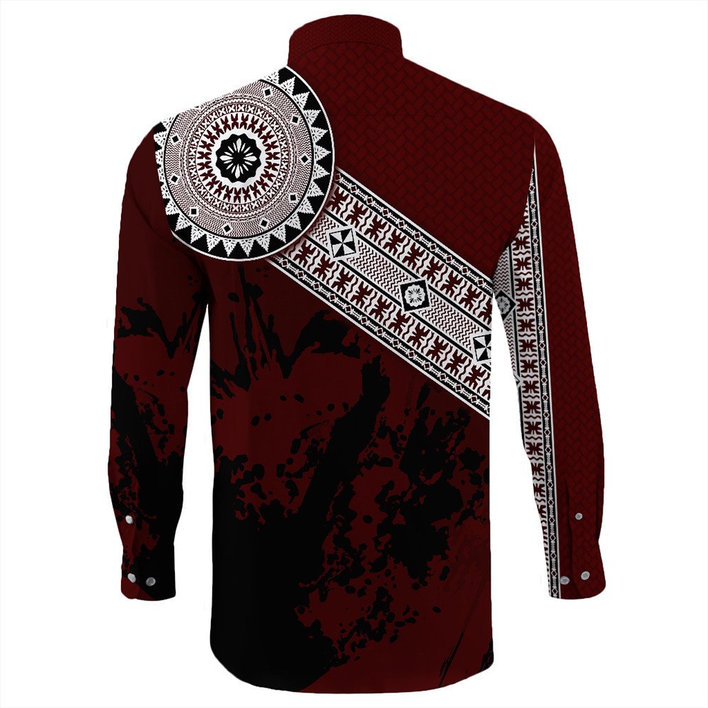 Polynesian Shirt Fiji Masa Paint Style Long Sleeve Button Shirt LT10 - Wonder Print Shop