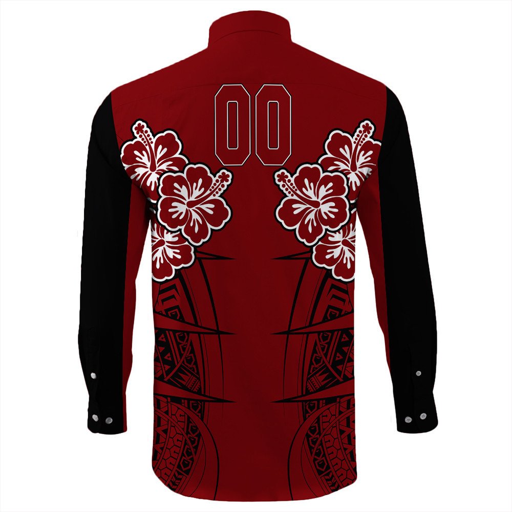 Polynesian Shirt Personalized Hawaii Spearhead Hibiscus Polynesian Long Sleeve Button Shirt LT10 - Wonder Print Shop