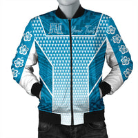 Polynesian Jacket Personalized Kakau Hawaii Polynesian Blue Gradient Bomber Jacket LT10 - Wonder Print Shop