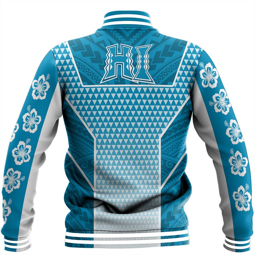 Polynesian Jacket Personalized Kakau Hawaii Polynesian Blue Gradient Baseball Jacket LT10 - Wonder Print Shop