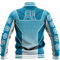 Polynesian Jacket Personalized Kakau Hawaii Polynesian Blue Gradient Baseball Jacket LT10 - Wonder Print Shop