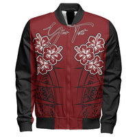 Polynesian Jacket Personalized Hawaii Spearhead Hibiscus Polynesian Sleeve Zip Bomber Jacket LT10 - Wonder Print Shop