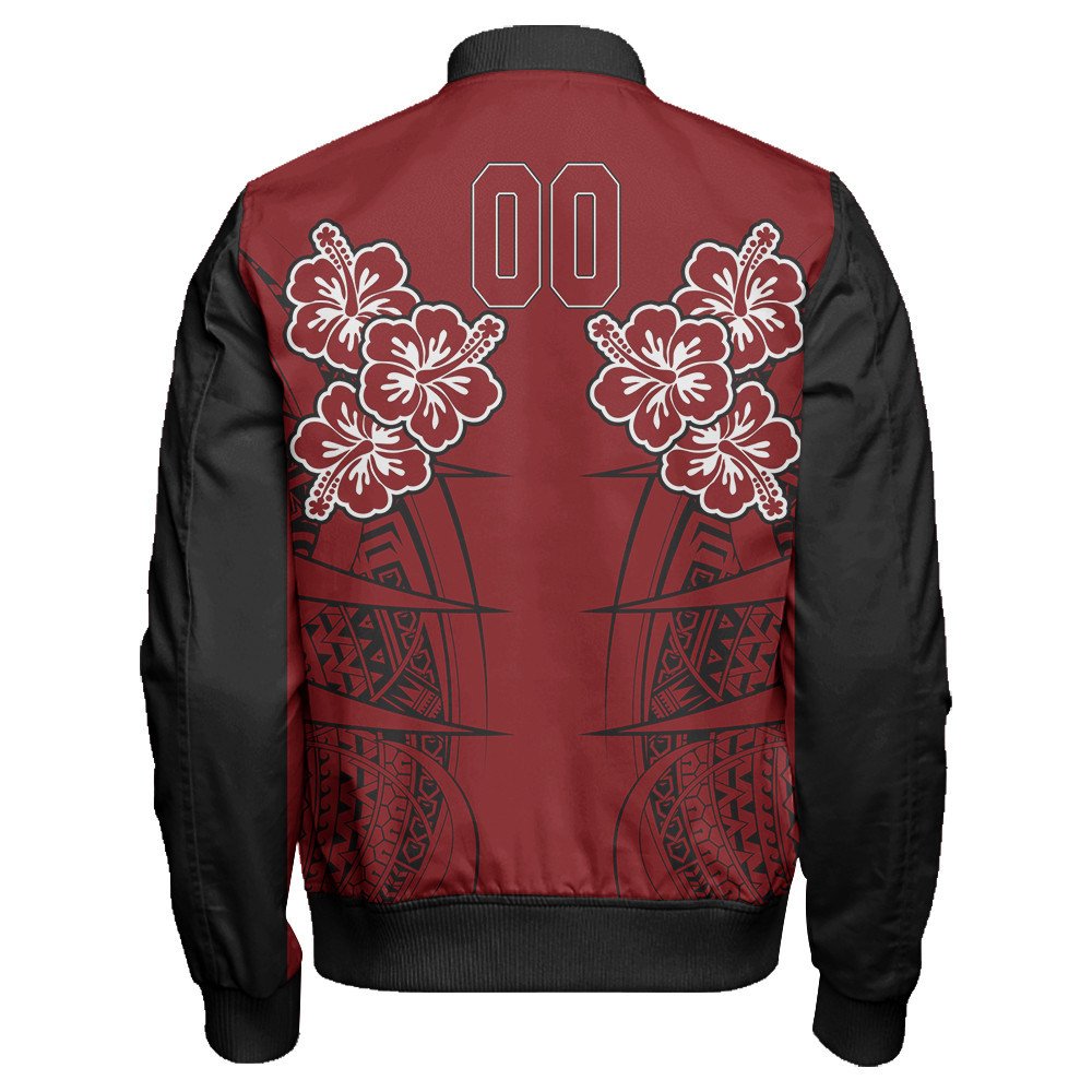 Polynesian Jacket Personalized Hawaii Spearhead Hibiscus Polynesian Sleeve Zip Bomber Jacket LT10 - Wonder Print Shop