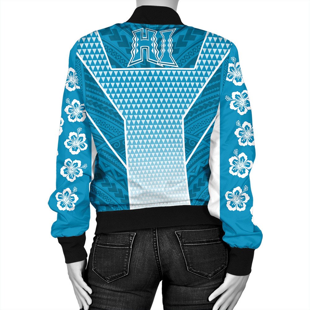Polynesian Jacket Personalized Kakau Hawaii Polynesian Blue Gradient Bomber Jacket LT10 - Wonder Print Shop