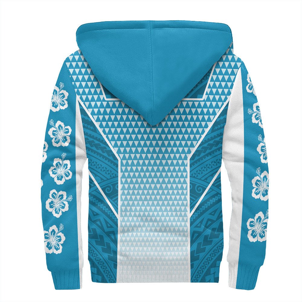Polynesian Hoodie Personalized Kakau Hawaii Polynesian Blue Gradient Sherpa Hoodie LT10 - Wonder Print Shop