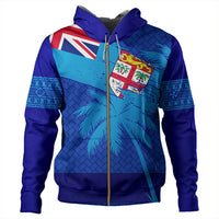 Polynesian Hoodie Fiji Palm Tree Zip Hoodie Coat Of Arms LT10 - Wonder Print Shop