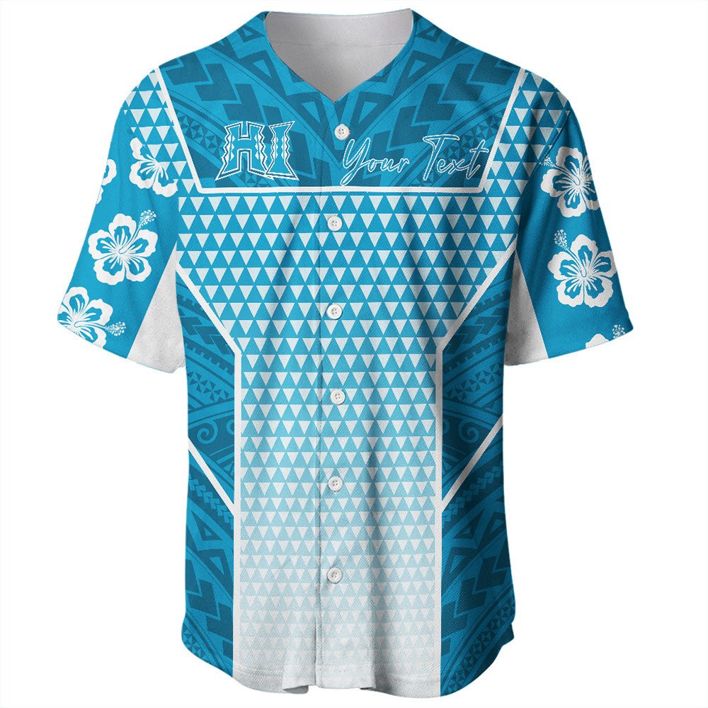 Polynesian Shirt Personalized Kakau Hawaii Polynesian Blue Gradient Baseball Jersey LT10 - Wonder Print Shop