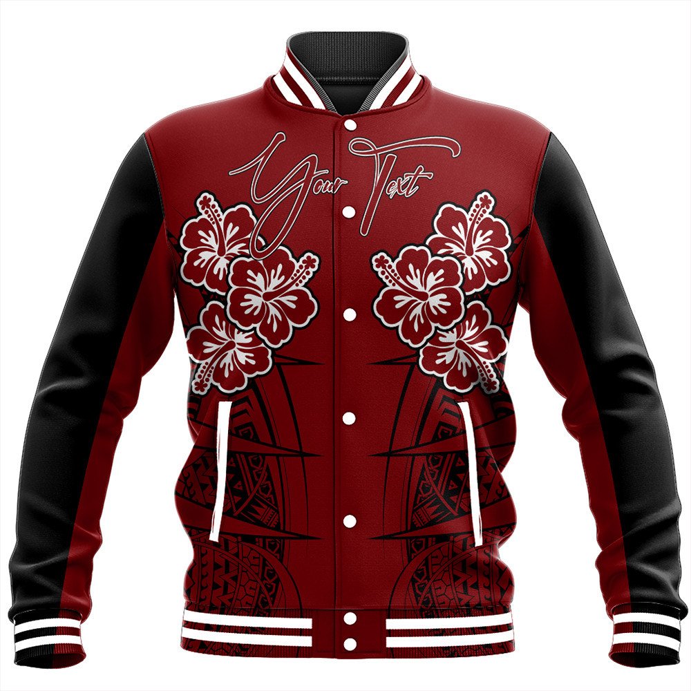 Polynesian Jacket Personalized Hawaii Spearhead Hibiscus Polynesian Baseball Jacket LT10 - Wonder Print Shop