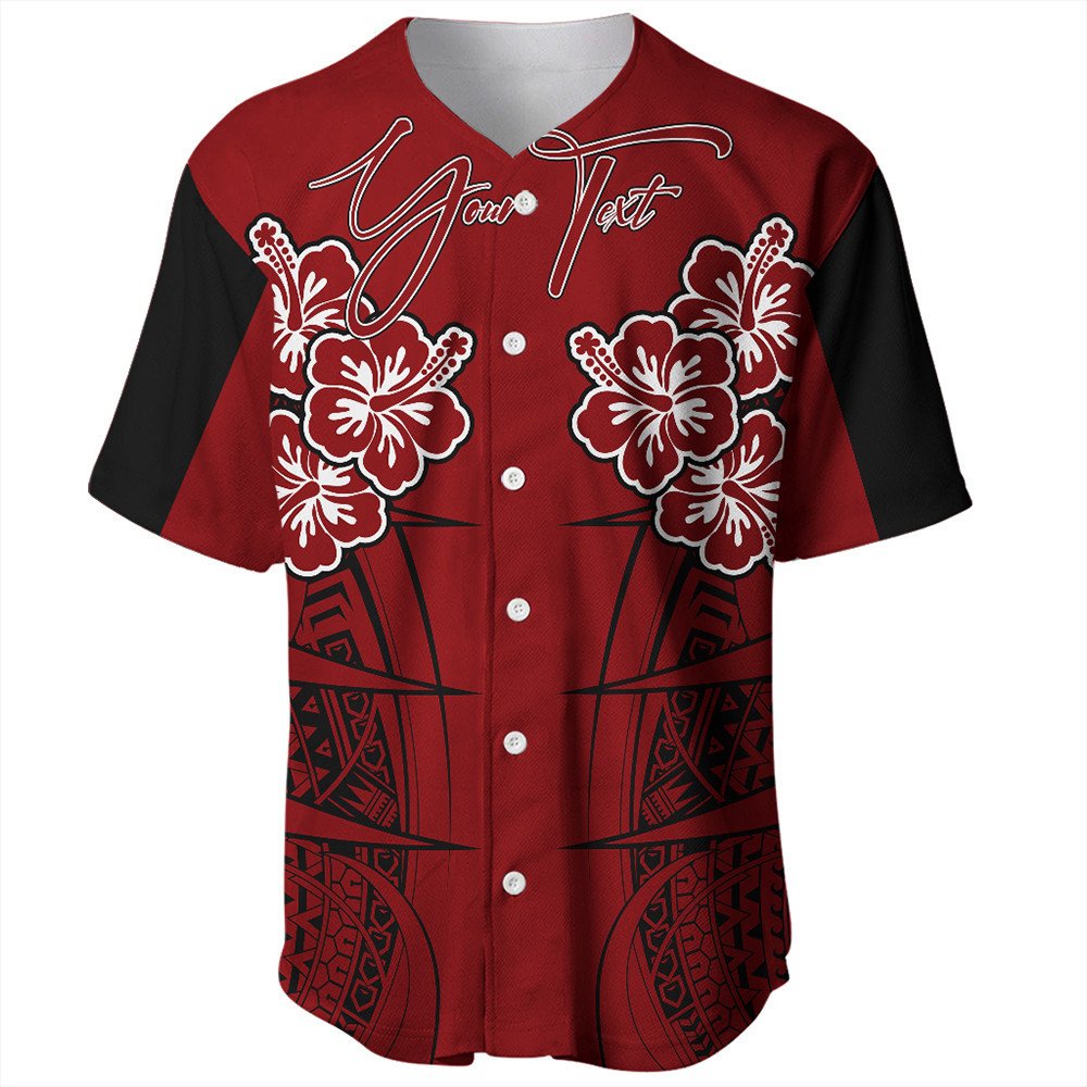 Polynesian Shirt Personalized Hawaii Spearhead Hibiscus Polynesian Baseball Jersey LT10 - Wonder Print Shop