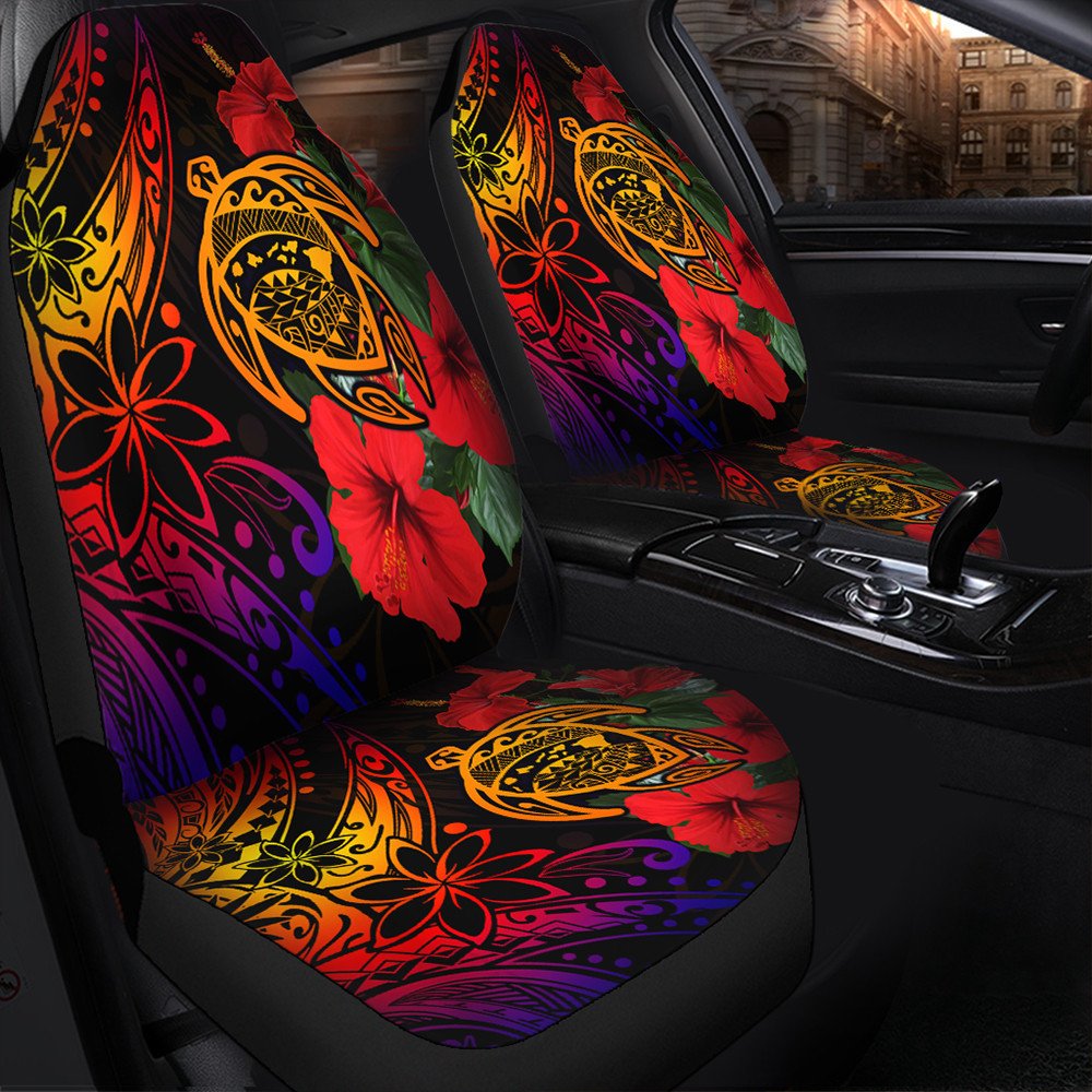 Polynesian Car Accessories Hawaii Turtle Ocean Car Seat Covers LT10 - Wonder Print Shop