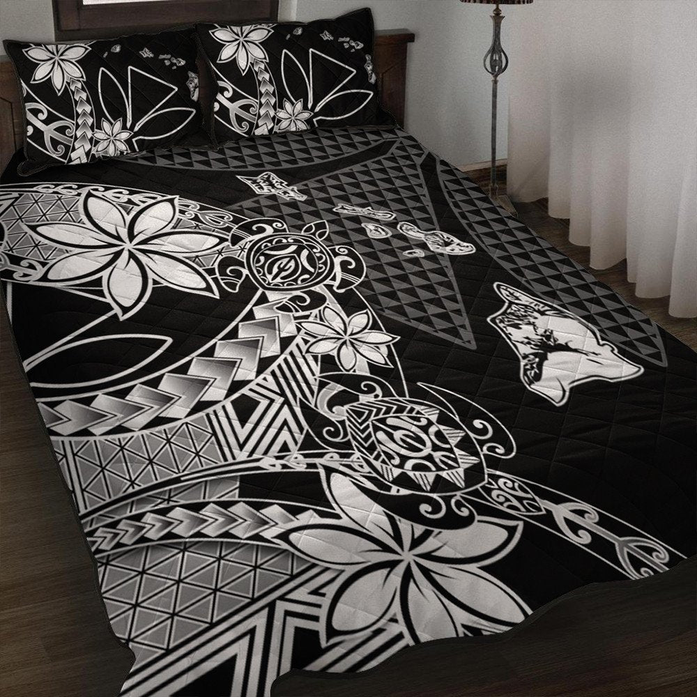 Polynesian Home Set Kanaka Black Kakau Hawaiian Quilt Bed Set LT10 - Wonder Print Shop