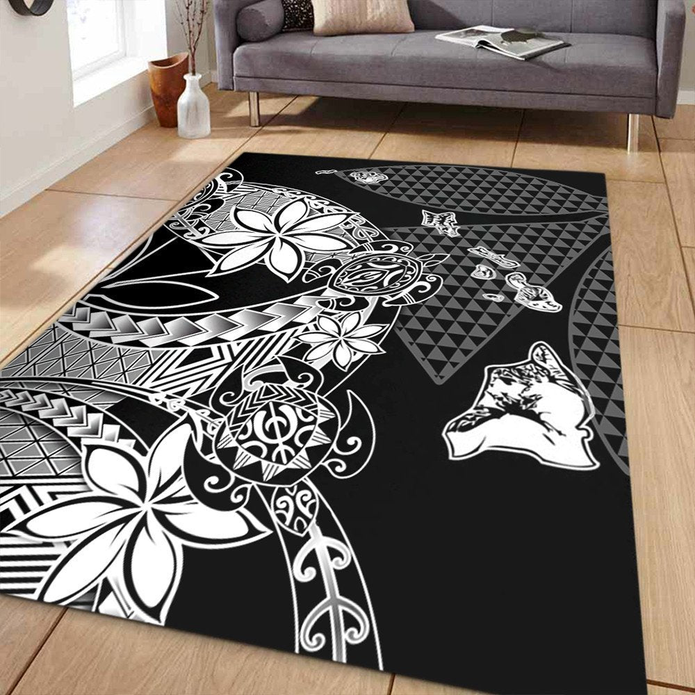 Polynesian Home Set Kanaka Black Kakau Hawaiian Area Rug LT10 - Wonder Print Shop