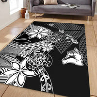 Polynesian Home Set Kanaka Black Kakau Hawaiian Area Rug LT10 - Wonder Print Shop