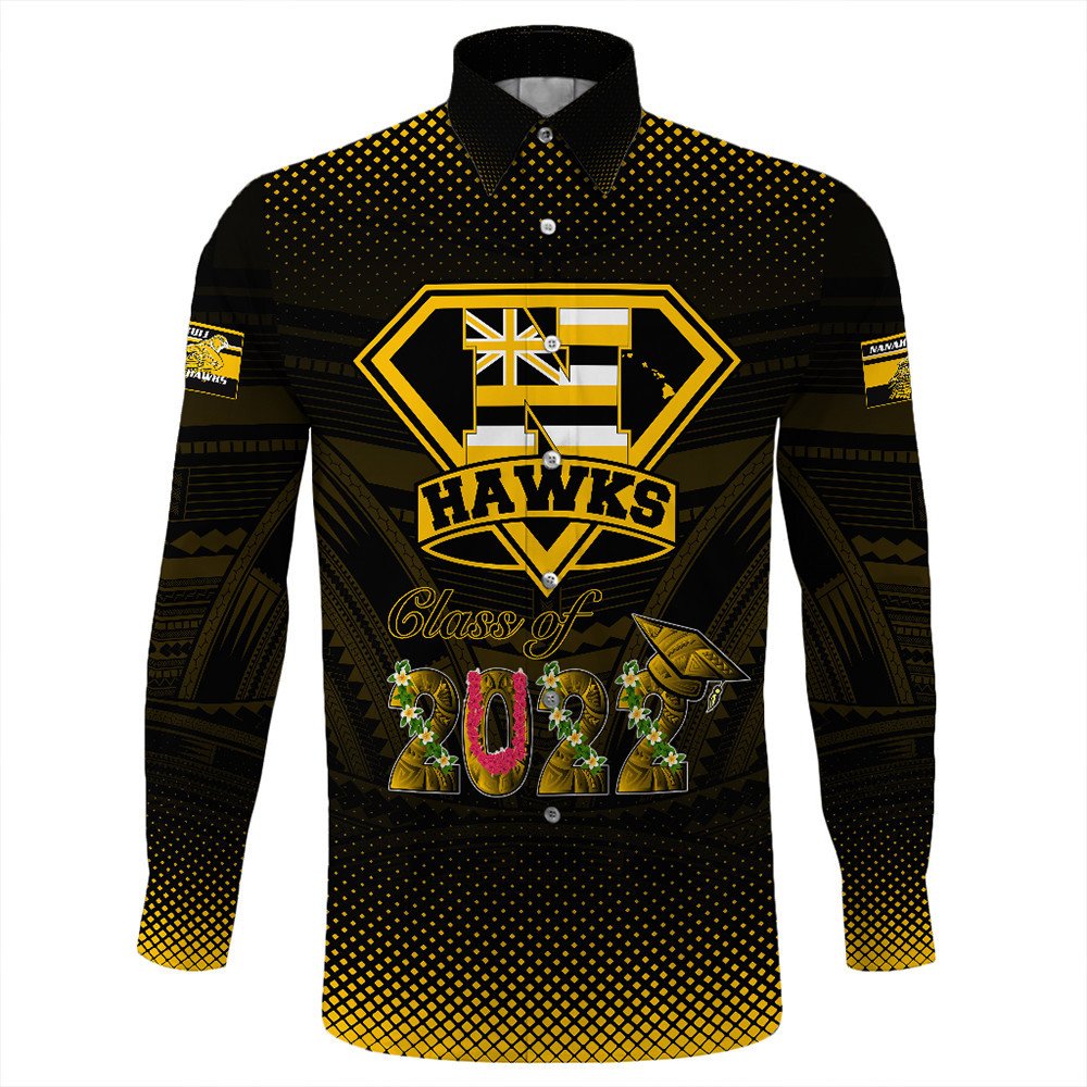 Polynesian Shirt Personalized Hawaii Class Of Nanakuli Golden Hawks Long Sleeve Button Shirt LT10 - Wonder Print Shop