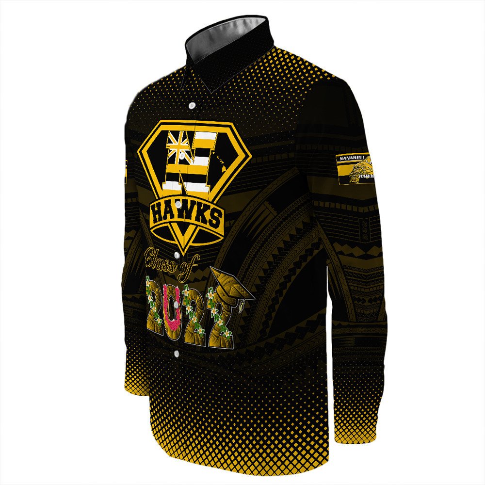 Polynesian Shirt Personalized Hawaii Class Of Nanakuli Golden Hawks Long Sleeve Button Shirt LT10 - Wonder Print Shop