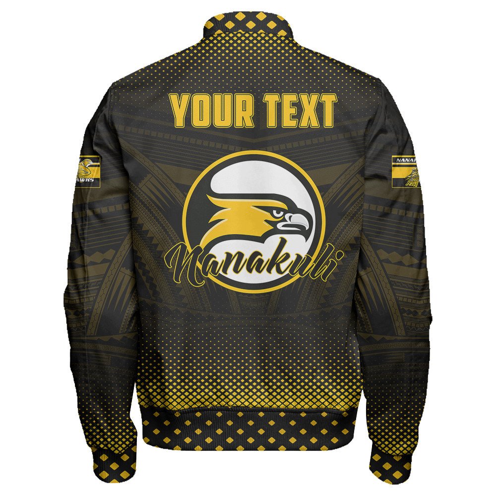 Polynesian Jacket Personalized Hawaii Class Of Nanakuli Golden Hawks Sleeve Zip Bomber Jacket LT10 - Wonder Print Shop