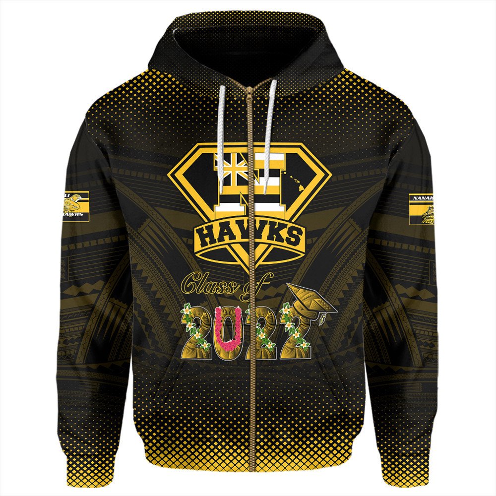 Polynesian Hoodie Custom Hawaii Class Of Nanakuli Golden Hawks Zip Hoodie LT10 - Wonder Print Shop
