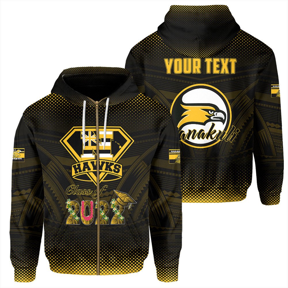 Polynesian Hoodie Custom Hawaii Class Of Nanakuli Golden Hawks Zip Hoodie LT10 - Wonder Print Shop