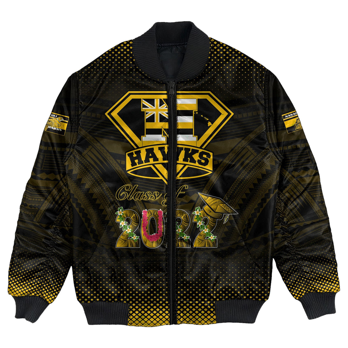 Polynesian Jacket Personalized Hawaii Class Of Nanakuli Golden Hawks Bomber Jacket LT10 - Wonder Print Shop