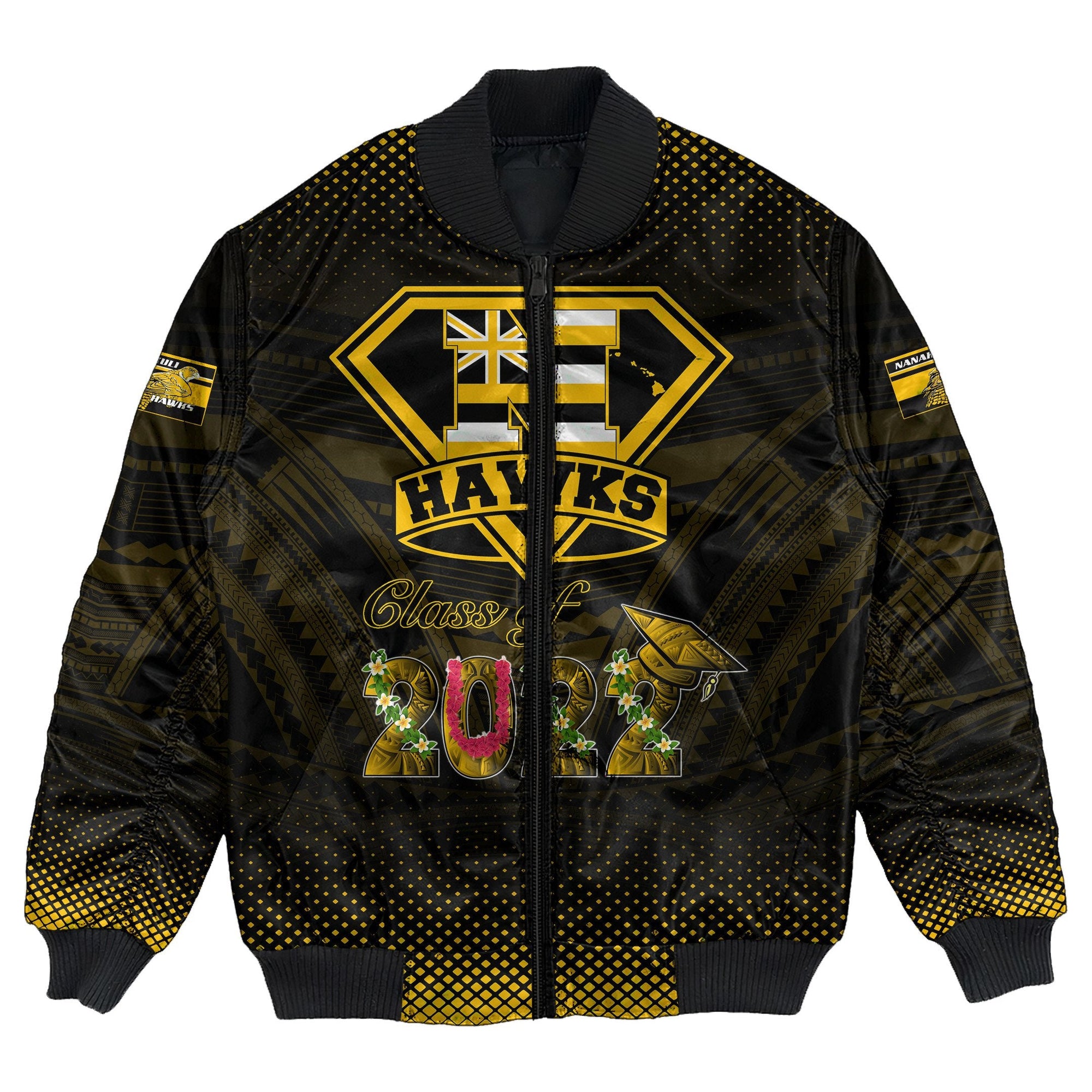 Polynesian Jacket Personalized Hawaii Class Of Nanakuli Golden Hawks Bomber Jacket LT10 - Wonder Print Shop