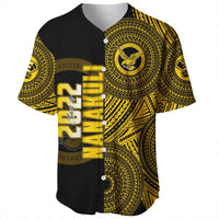 Black baseball jersey with gold tribal print, eagle graphic, NANAKULI lettering