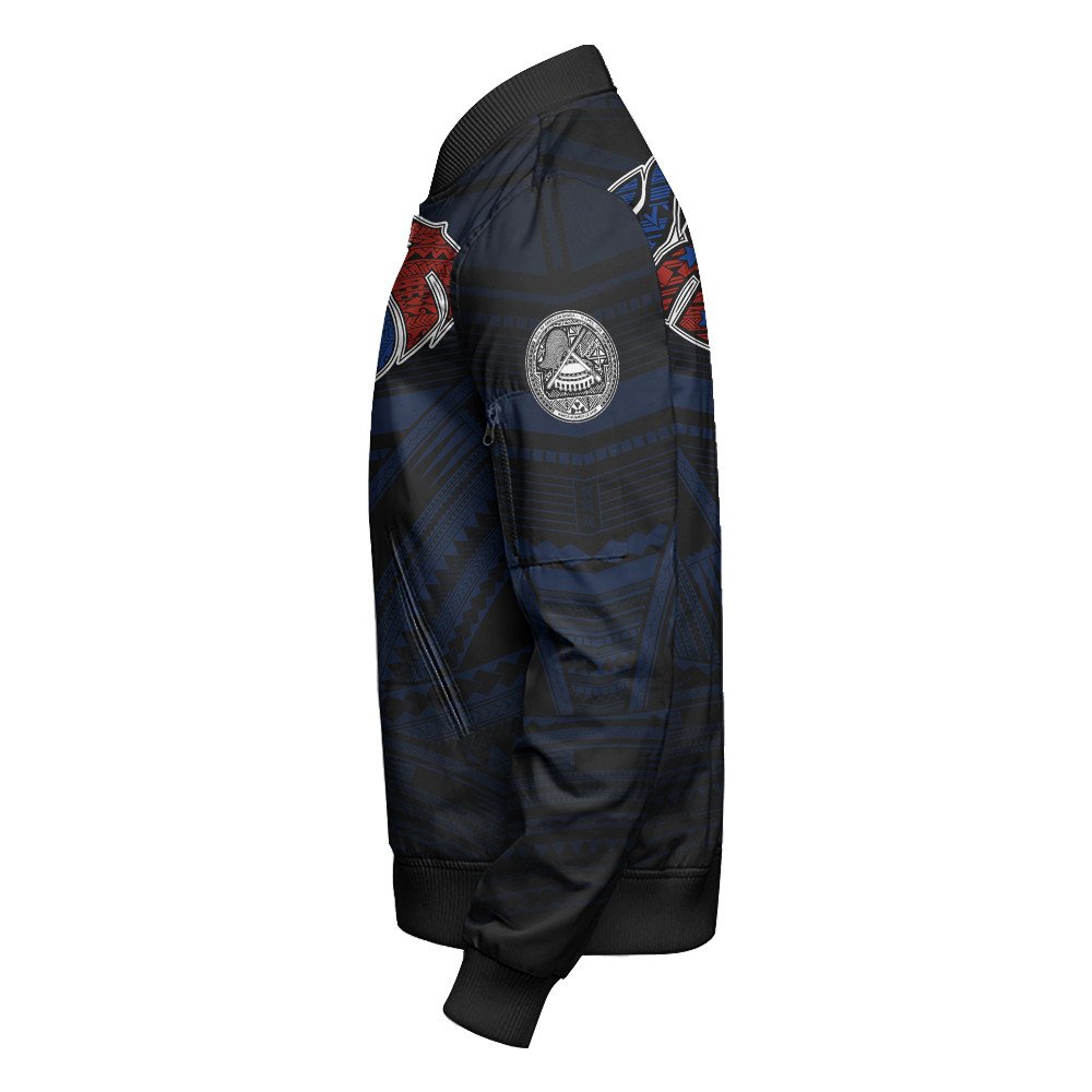 Polynesian Jacket American Samoa Forever Sleeve Zip Bomber Jacket LT10 - Wonder Print Shop