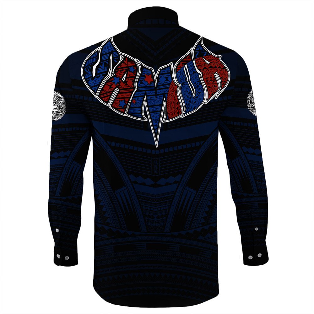 Polynesian Shirt American Samoa Forever Long Sleeve Button Shirt LT10 - Wonder Print Shop