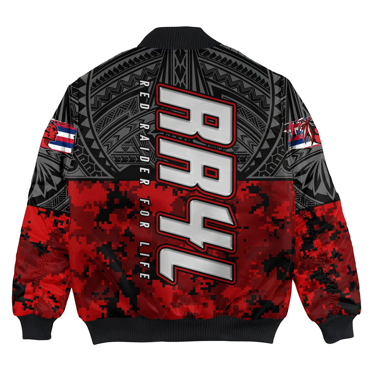 Polynesian Jacket Red Raider For Life Bomber Jacket LT10 - Wonder Print Shop