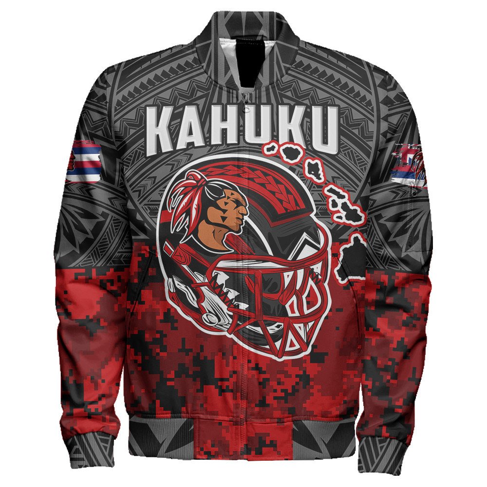 Polynesian Jacket Red Raider For Life Sleeve Zip Bomber Jacket LT10 - Wonder Print Shop