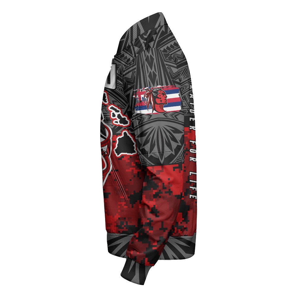 Polynesian Jacket Red Raider For Life Sleeve Zip Bomber Jacket LT10 - Wonder Print Shop