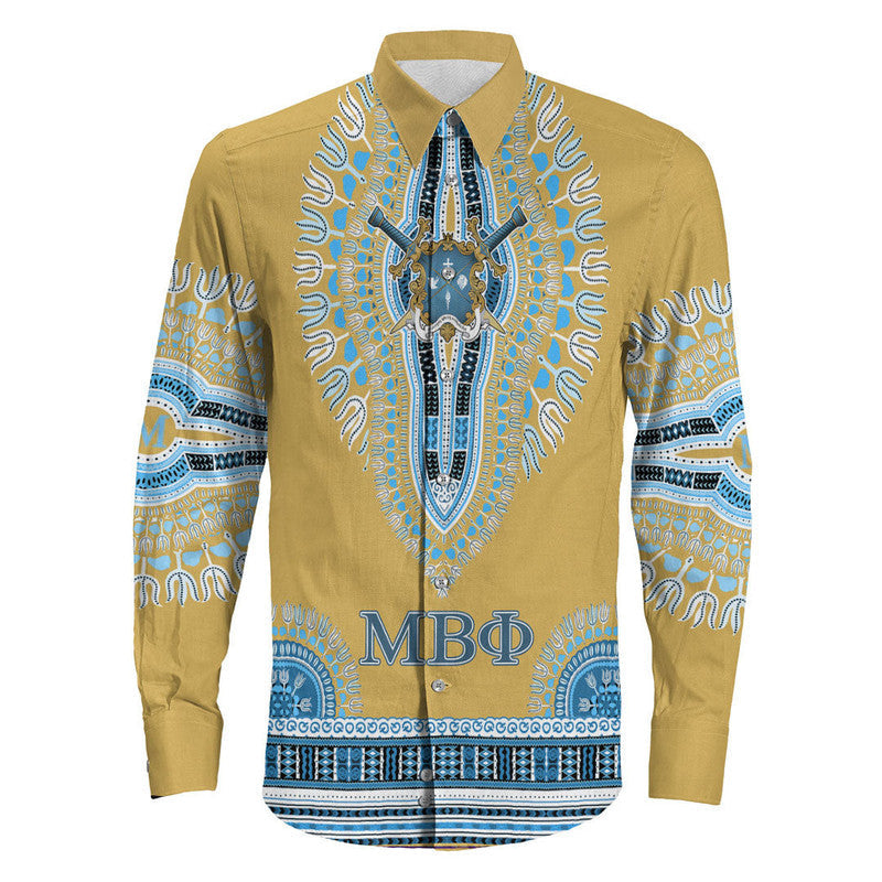 Mu Beta Phi Dashiki Long Sleeve Button Shirt RLT12 - Wonder Print Shop
