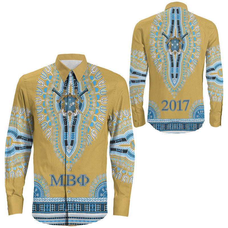 Mu Beta Phi Dashiki Long Sleeve Button Shirt RLT12 - Wonder Print Shop