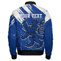 (Custom Text) Scotland Lion Grunge Sleeve Zip Bomber RLT12 - Wonder Print Shop