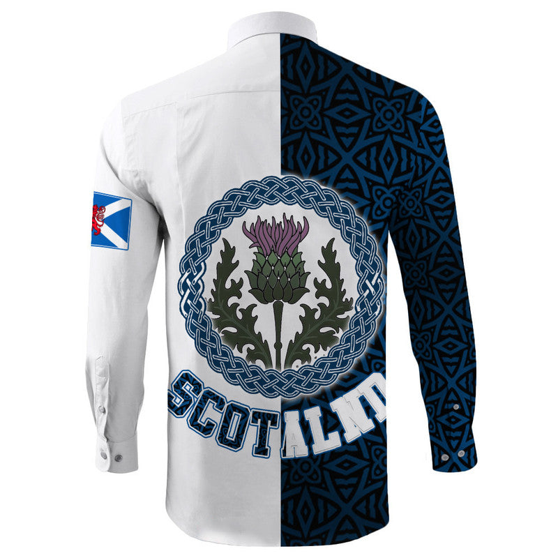 Scotland Half Thistle Celtic Long Sleeve Button Shirt RLT12 - Wonder Print Shop