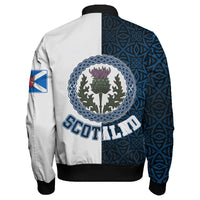 Scotland Half Thistle Celtic Sleeve Zip Bomber Jacket RLT12 - Wonder Print Shop