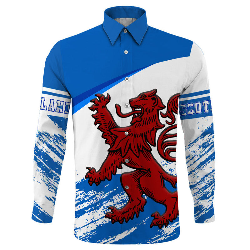 Scotland Lion Style Long Sleeve Button Shirt RLT12 - Wonder Print Shop