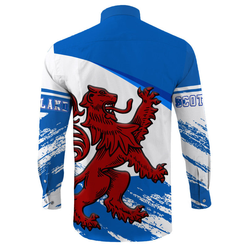 Scotland Lion Style Long Sleeve Button Shirt RLT12 - Wonder Print Shop