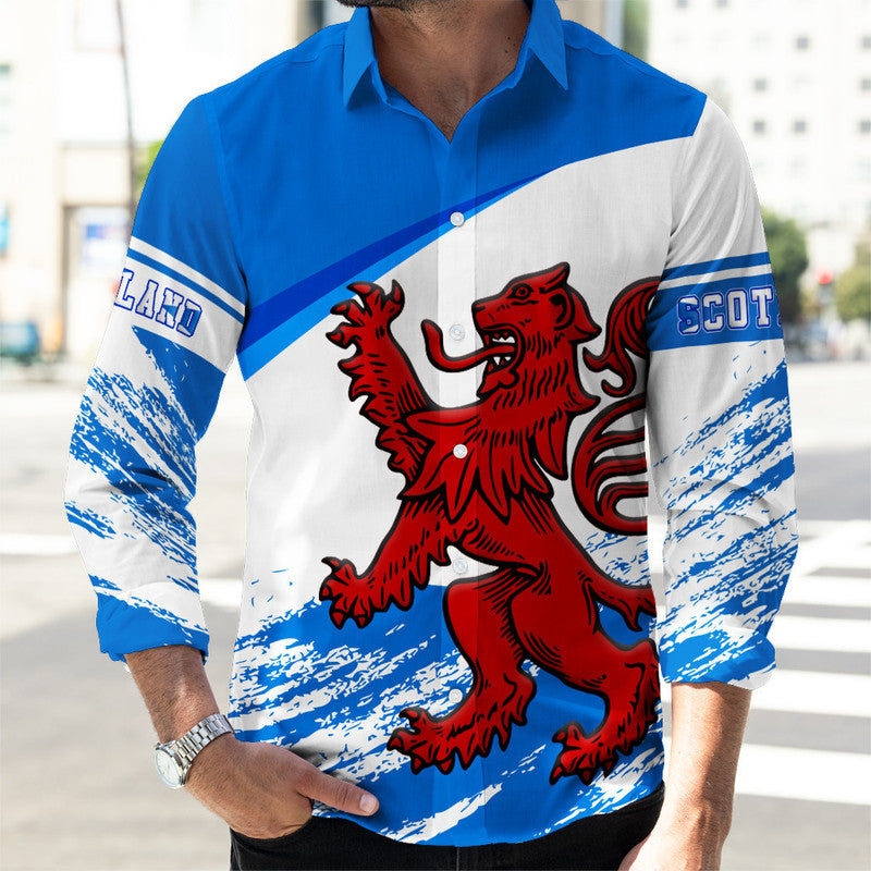 Scotland Lion Style Long Sleeve Button Shirt RLT12 - Wonder Print Shop