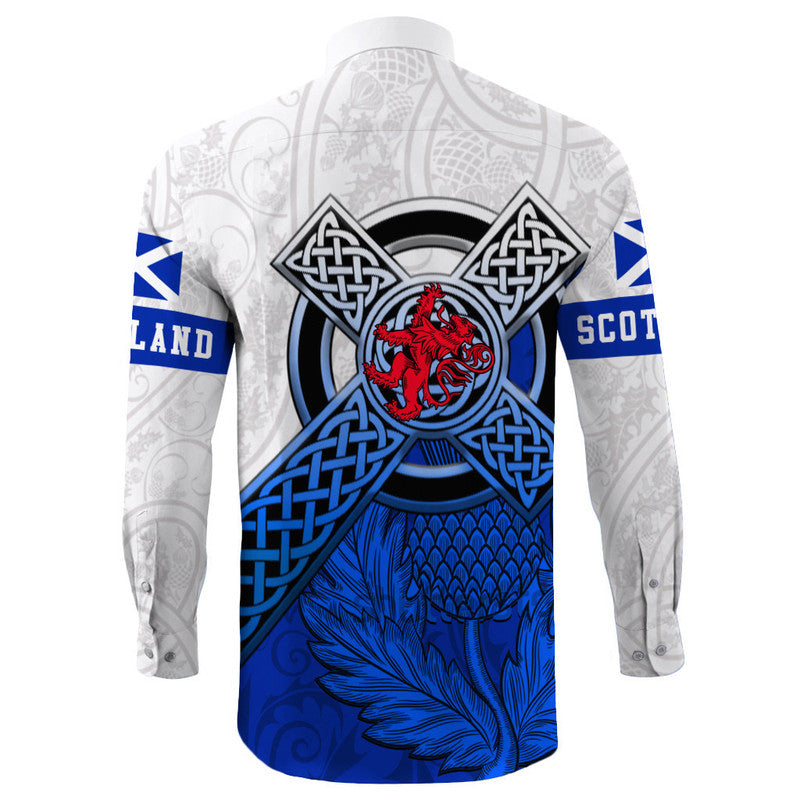 Scotland Pattern Thistle Long Sleeve Button Shirt RLT12 - Wonder Print Shop