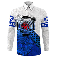 Scotland Pattern Thistle Long Sleeve Button Shirt RLT12 - Wonder Print Shop