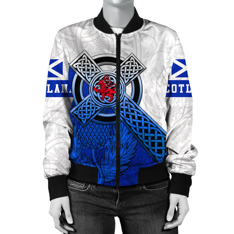 Scotland Pattern Thistle Sleeve Zip Bomber Jacket RLT12 - Wonder Print Shop