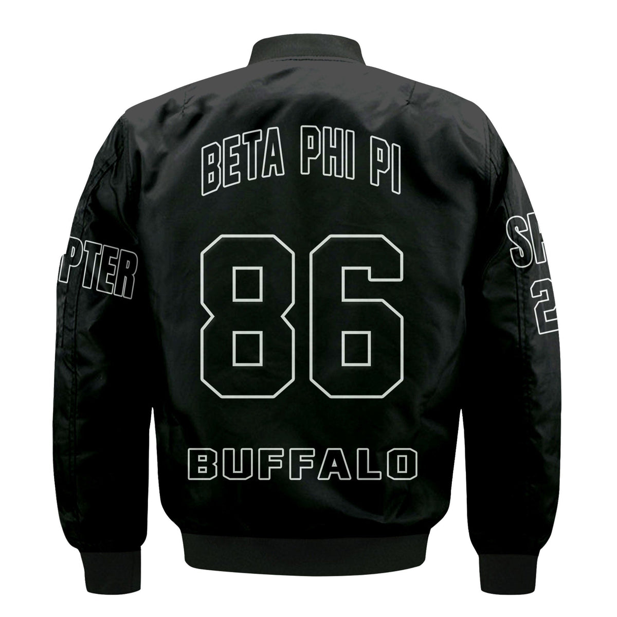 (Custom) Wonder Print Shop Jacket - Beta Phi Pi Sleeve Zip Bomber Jacket RLT8 - Wonder Print Shop