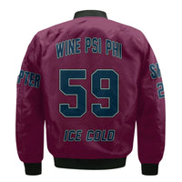 (Custom) Wonder Print Shop Jacket - Wine Psi Phi Sleeve Zip Bomber Jacket RLT8 - Wonder Print Shop