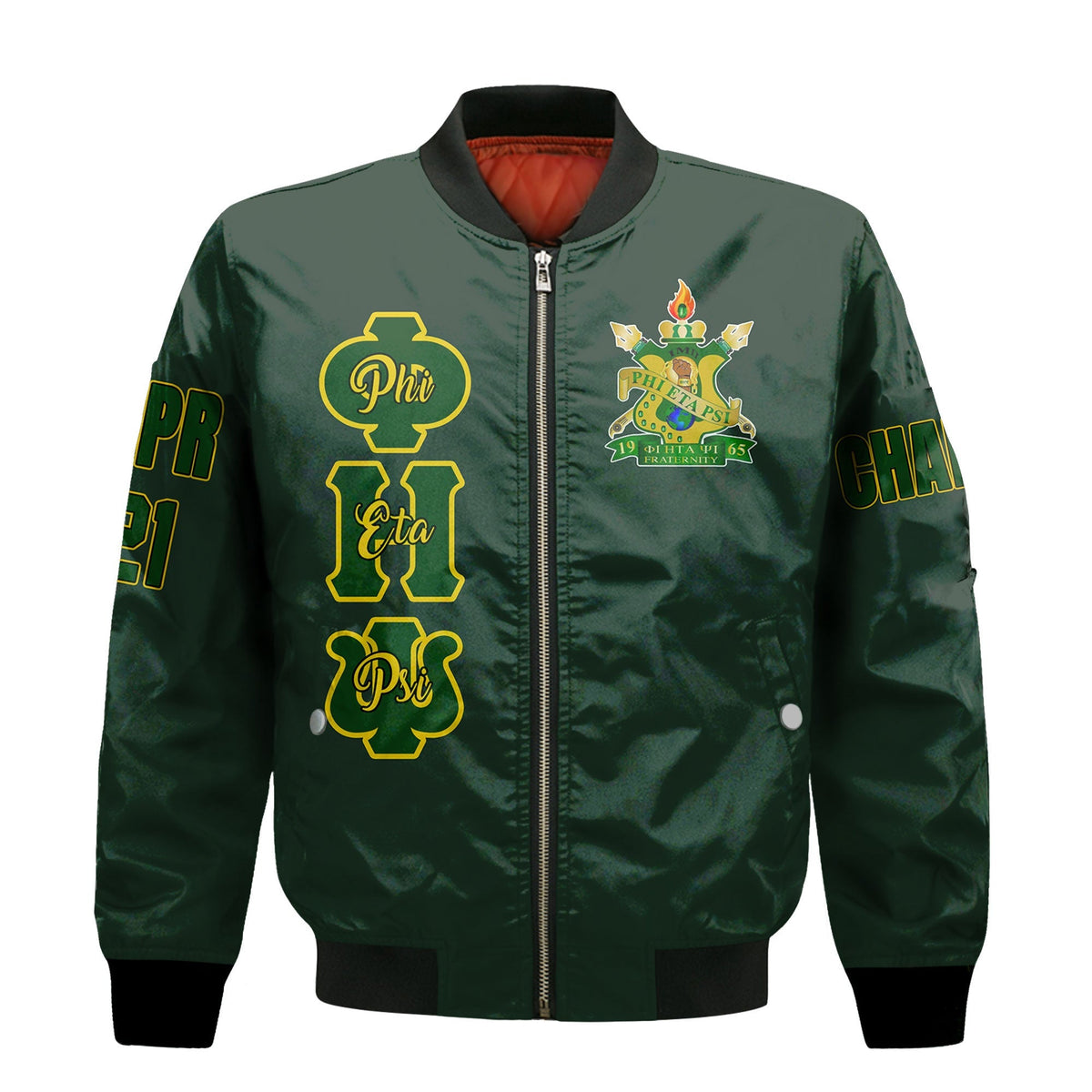 (Custom) Wonder Print Shop Jacket - Phi Eta Psi Sleeve Zip Bomber Jacket RLT8 - Wonder Print Shop