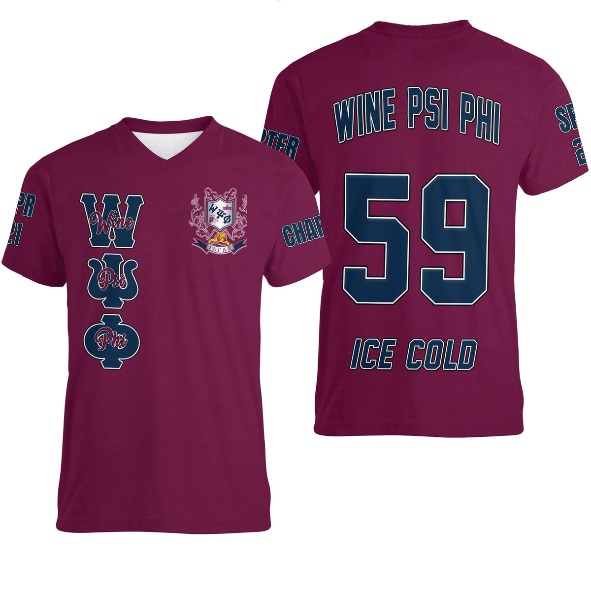 (Custom) Wonder Print Shop T Shirt - Wine Psi Phi V-neck T Shirt RLT8 - Wonder Print Shop